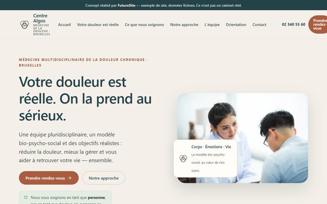 Exemple de site pour Algologie / Médecine de la douleur (démo)