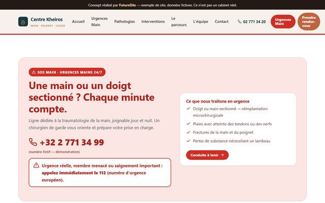 Exemple de site pour Chirurgie de la main (démo)