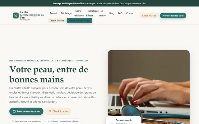 Exemple de site pour Dermatologie (démo)