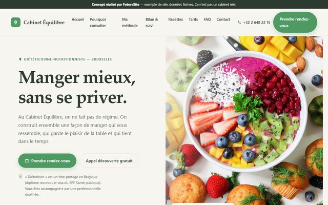 Exemple de site pour Diététique / Nutrition (démo)