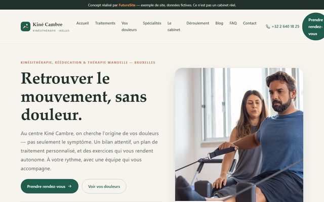 Exemple de site pour Kinésithérapie (démo)