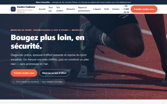 Exemple de site pour Médecine du sport (démo)