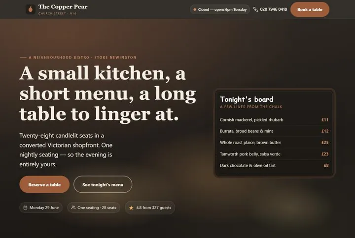 The Copper Pear — site web créé par FutureSite (démo)