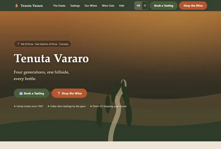 Tenuta Vararo — site web créé par FutureSite (démo)