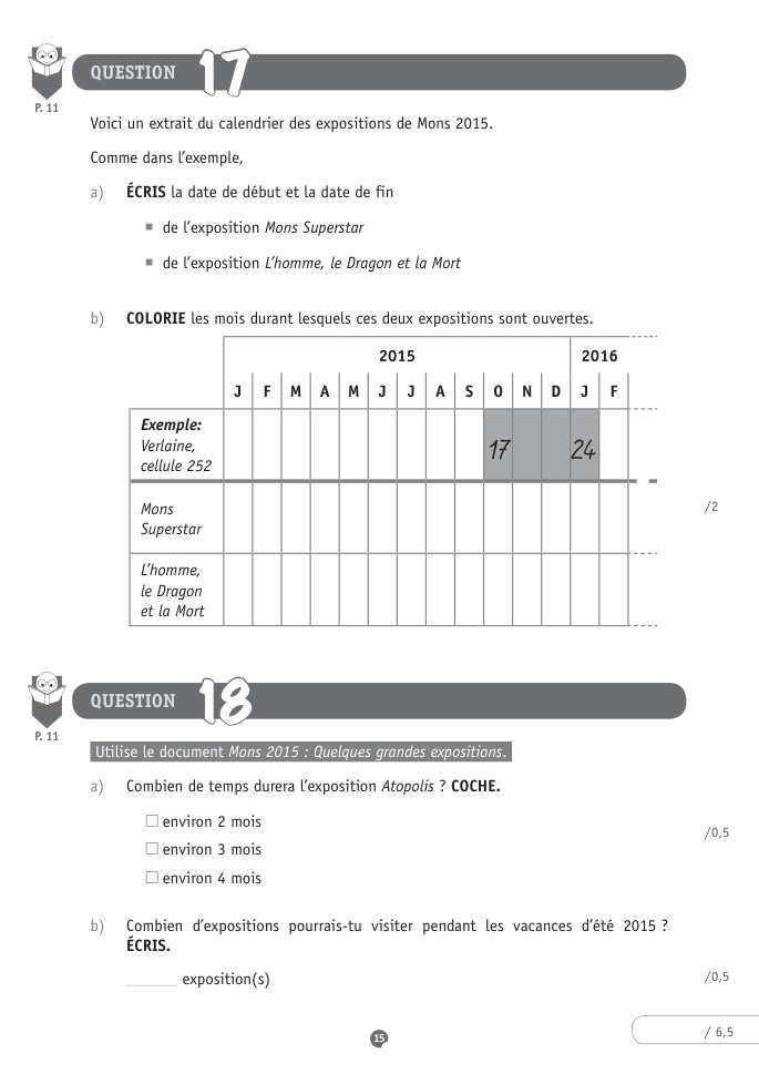 Exercice du questionnaire CEB 2015, page 87