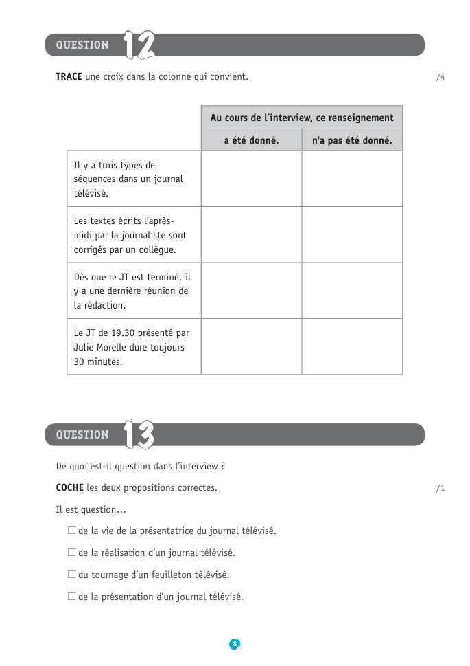 Exercice du questionnaire CEB 2017, page 140