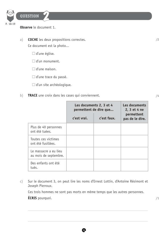 Exercice du questionnaire CEB 2018, page 104