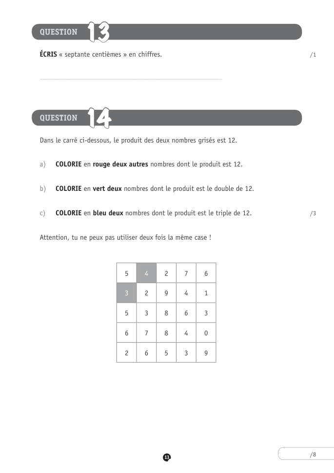 Exercice du questionnaire CEB 2018, page 137