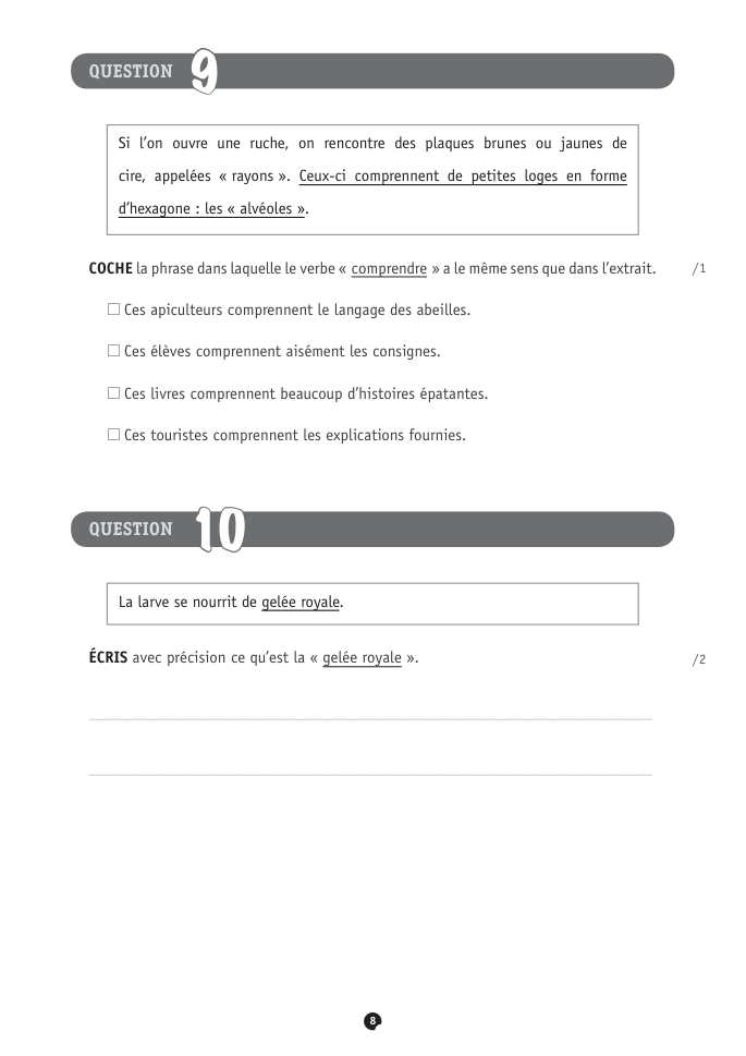 Exercice du questionnaire CEB 2018, page 96