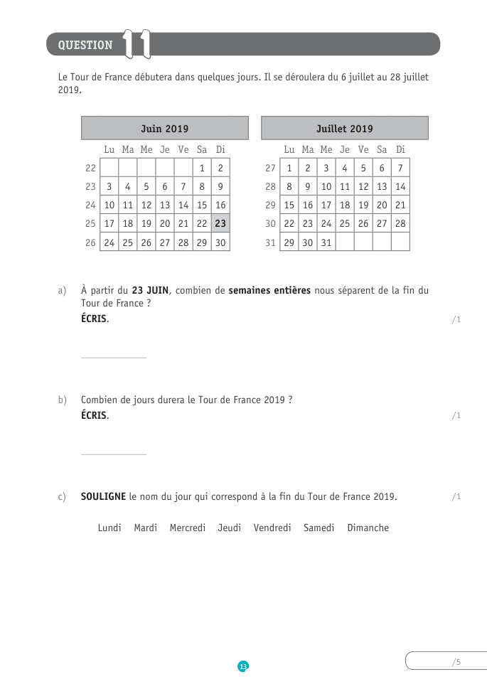 Exercice du questionnaire CEB 2019, page 13