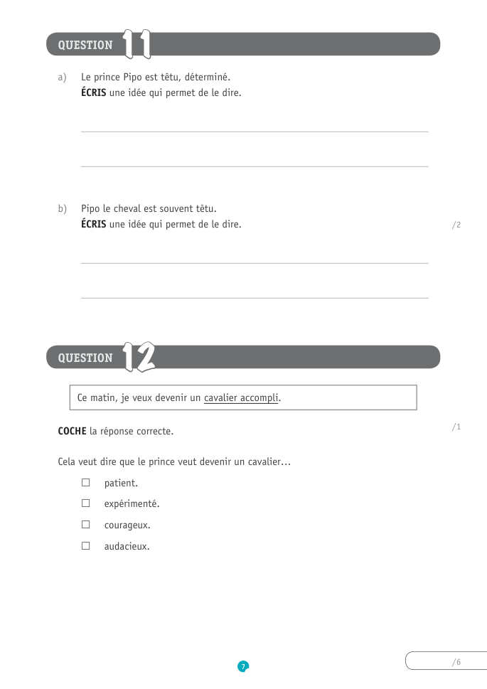 Exercice du questionnaire CEB 2019, page 95
