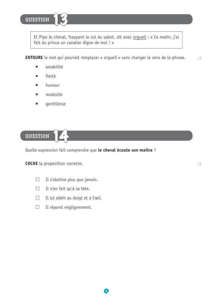 Exercice du questionnaire CEB 2019, page 96
