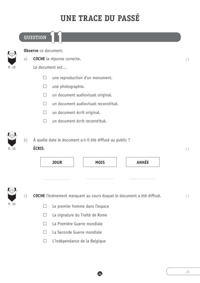 Exercice du questionnaire CEB 2021, page 73