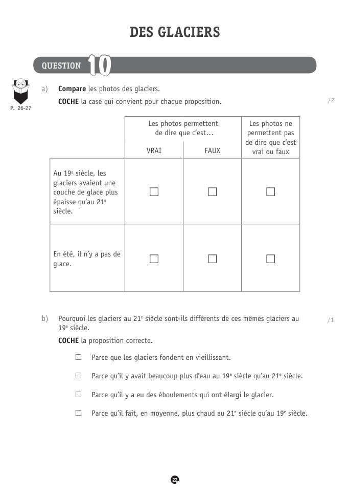 Exercice du questionnaire CEB 2022, page 22