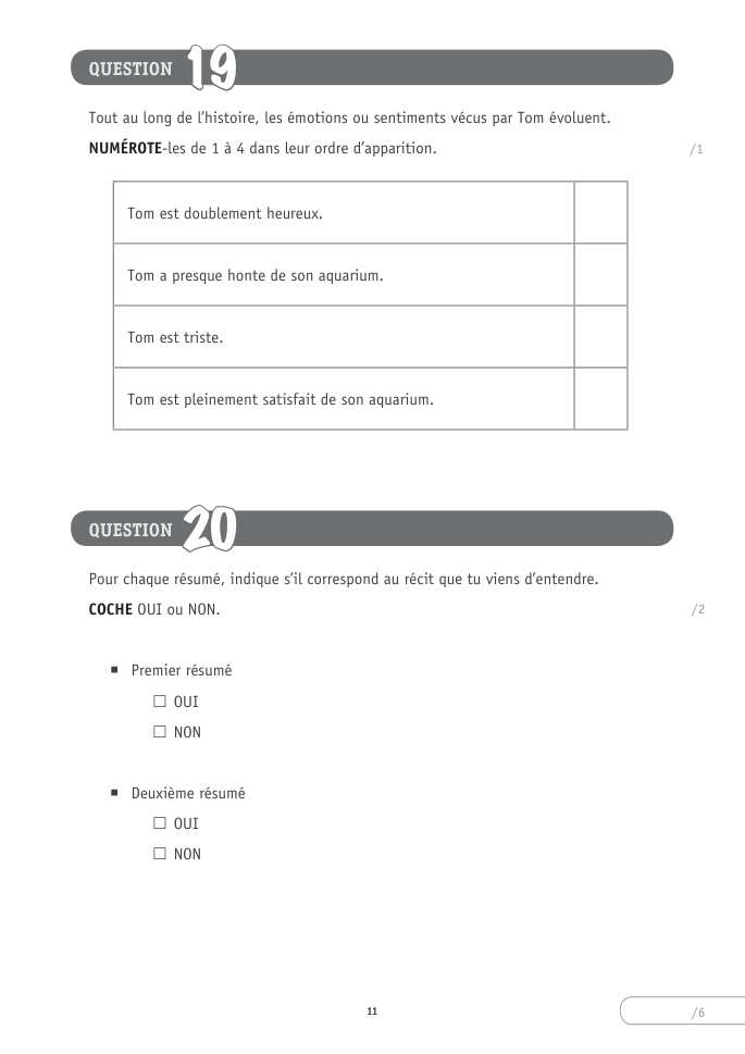 Exercice du questionnaire CEB 2026 Socles, page 11