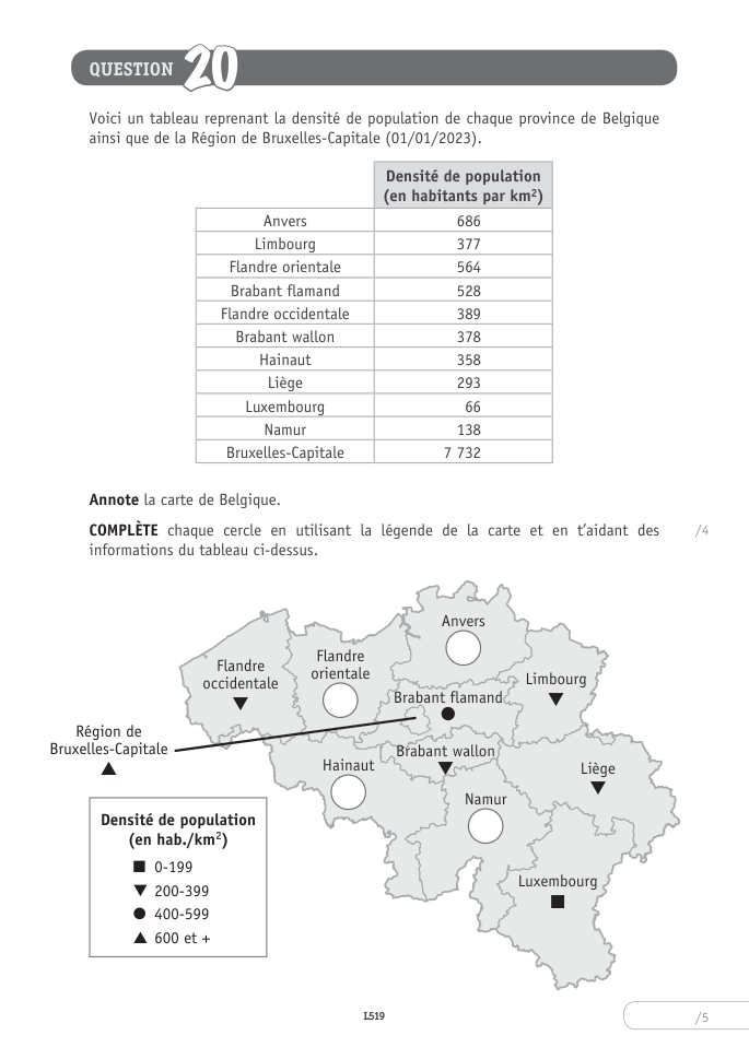 Exercice du questionnaire CEB 2026 Tronc commun, page 73